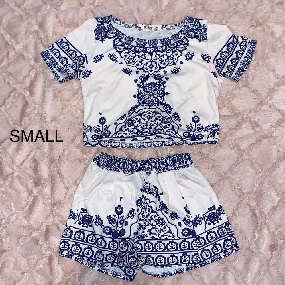 Two piece shirt and shorts